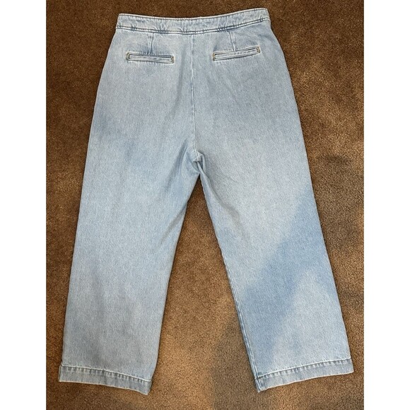 Sezane Emilio Jeans Womens Light Wash Blue High Rise Sailor Pockets Wide Leg 44 - Picture 3 of 13